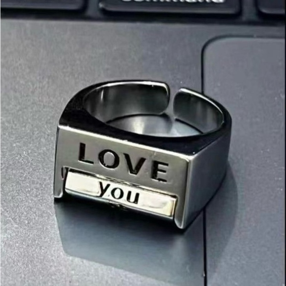 Adjustable Rotating Message‎ Ring – “LOVE” Top with Spinning Word Block  new